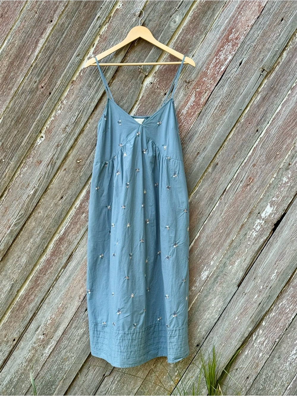 Universal Thread 100% Cotton Embroidered Blue Midi Sundress Cottagecore M